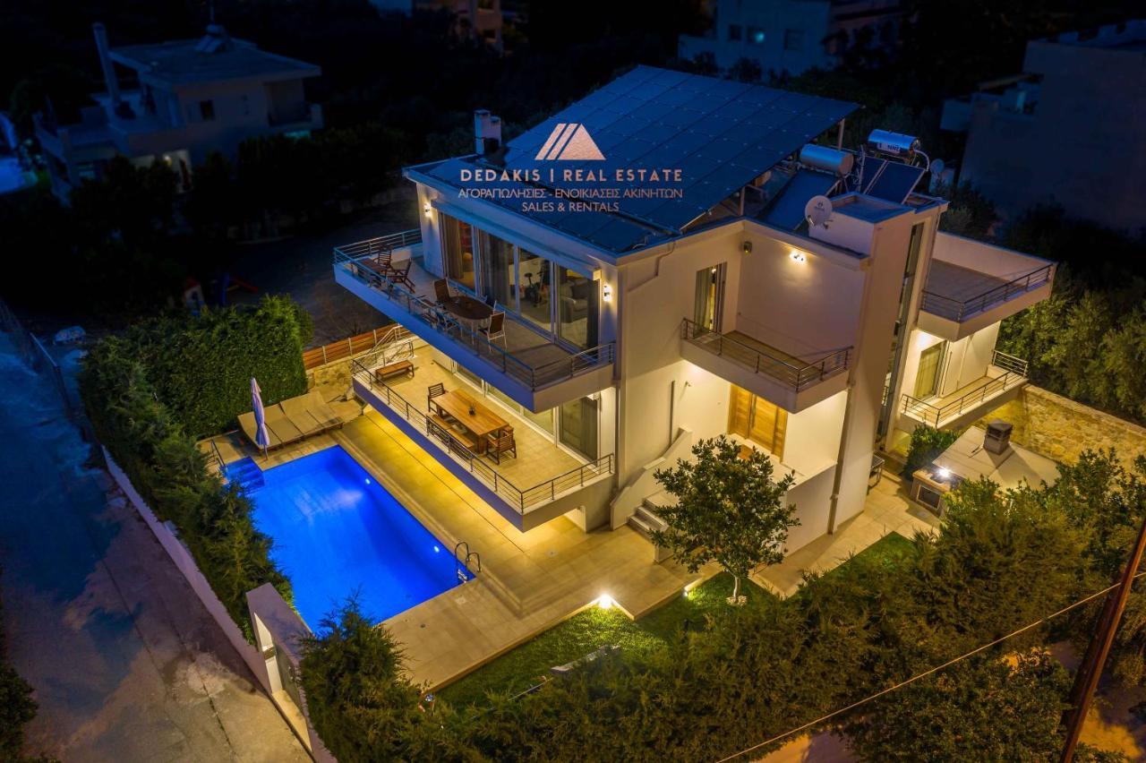 Luxury Villa Loutraki With Private Heated Pool Exterior foto